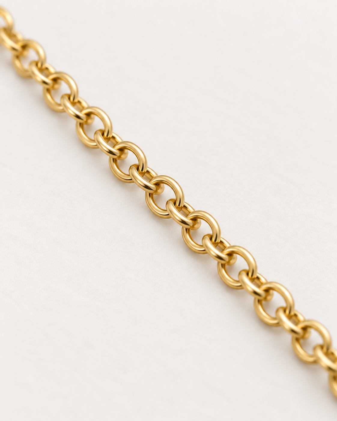Close-up of Fine Cable Chain, showing the gold finish over sterling silver