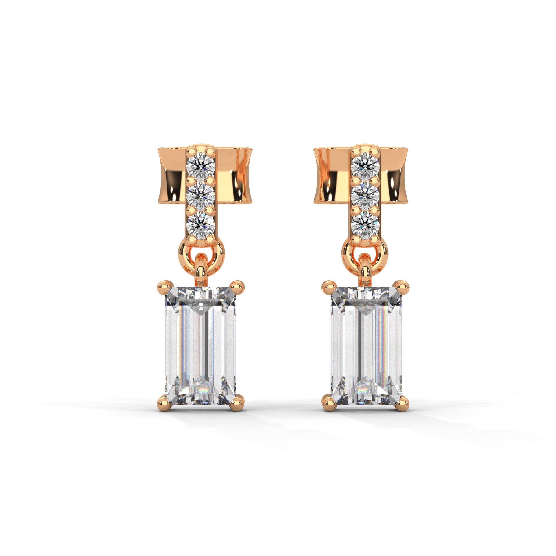 ★2022SS新作★MZUU★Baguette Stone Drop Earrings Dainty Baguette Diamond Drop Earrings – ARTEMER