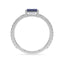 Bold baguette cut sapphire centre stone ring with diamonds