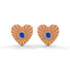 Amore fluted heart stud earrings sapphire