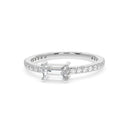 Bold baguette cut diamond centre stone ring with diamonds