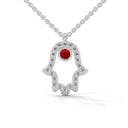 Power hamsa necklace ruby