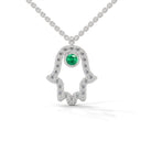 Power hamsa necklace emerald