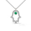 Power hamsa necklace emerald