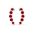Love floating ruby curve climber earrings