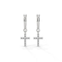 Divine cross drop hoops diamond