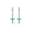 Divine cross drop hoops emerald