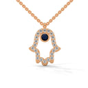 Power hamsa necklace sapphire