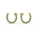 Lucky horse shoe stud earrings emerald