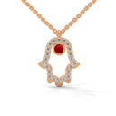 Power hamsa necklace ruby