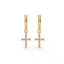 Divine cross drop hoops diamond