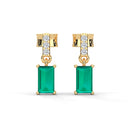 Bold baguette cut emerald centre stone drop earrings
