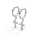 Divine cross drop hoops diamond