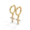 Divine cross drop hoops diamond