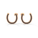 Lucky horse shoe stud earrings sapphire