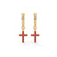 Divine cross drop hoops ruby