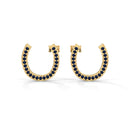 Lucky horse shoe stud earrings sapphire