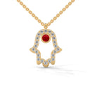 Power hamsa necklace ruby