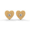 Amore fluted heart stud earrings diamond