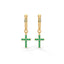 Divine cross drop hoops emerald