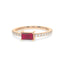 Bold baguette cut ruby centre stone ring with diamonds