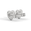 Amore fluted heart stud earrings diamond
