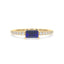 Bold baguette cut sapphire centre stone ring with diamonds