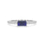 Bold baguette cut sapphire centre stone ring with diamonds