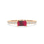 Bold baguette cut ruby centre stone ring with diamonds