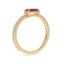 Bold baguette cut ruby centre stone ring with diamonds