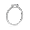 Bold baguette cut diamond centre stone ring with diamonds