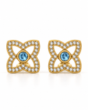 Blue Topaz Clover Pave Studs — Carat Hills