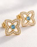 Blue Topaz Clover Pave Studs — Carat Hills