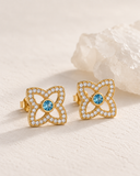 Blue Topaz Clover Pave Studs — Carat Hills