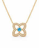 Blue Topaz Clover Pave Pendant — Carat Hills