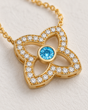 Blue Topaz Clover Pave Pendant — Carat Hills