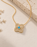 Blue Topaz Clover Pave Pendant — Carat Hills