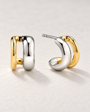Two-Tone Square Silver Huggies — Carat Hills
