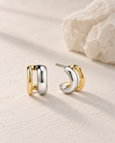 Two-Tone Square Silver Huggies — Carat Hills