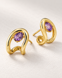 Amethyst Horseshoe Solitaire Studs — Carat Hills