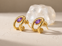 Amethyst Horseshoe Solitaire Studs
