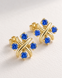 Blue Topaz Cross Cluster Studs — Carat Hills