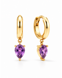 Amethyst Pear Drop Charm Hoops — Carat Hills