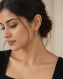 Amethyst Pear Drop Charm Hoops — Carat Hills