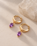 Amethyst Pear Drop Charm Hoops — Carat Hills