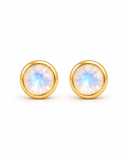Moonstone Round Bezel Studs — Carat Hills