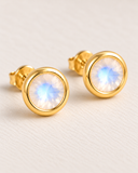Moonstone Round Bezel Studs — Carat Hills