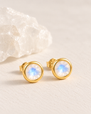 Moonstone Round Bezel Studs — Carat Hills
