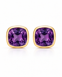 Amethyst Cushion Bezel Studs — Carat Hills