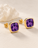 Amethyst Cushion Bezel Studs — Carat Hills